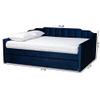 Baxton Studio Lennon Daybeds, Queen, Twin, Navy Blue Velvet view 3
