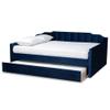 Baxton Studio Lennon Daybeds, Queen, Twin, Navy Blue Velvet view 4