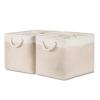 Bidtakay Beige Storage Basket Large Fabric Cloth Baskets [2-Pack] Tall Rectangular Shelf Baskets 16X11.8X11.8 in Canvas Collapsible Storage Bins with Handles for Organizing Living Room(White&Beige) view 1
