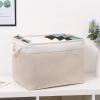Bidtakay Beige Storage Basket Large Fabric Cloth Baskets [2-Pack] Tall Rectangular Shelf Baskets 16X11.8X11.8 in Canvas Collapsible Storage Bins with Handles for Organizing Living Room(White&Beige) view 2