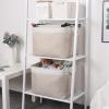 Bidtakay Beige Storage Basket Large Fabric Cloth Baskets [2-Pack] Tall Rectangular Shelf Baskets 16X11.8X11.8 in Canvas Collapsible Storage Bins with Handles for Organizing Living Room(White&Beige) view 4
