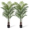 Artificial Areca Palm Plant 5Ft Fake Tropical Palm Tree, Perfect Faux Dypsis Lutescens Plants in Pot for Indoor Outdoor House Home Office Garden Modern Decoration Housewarming Gift,2Pcs view 1