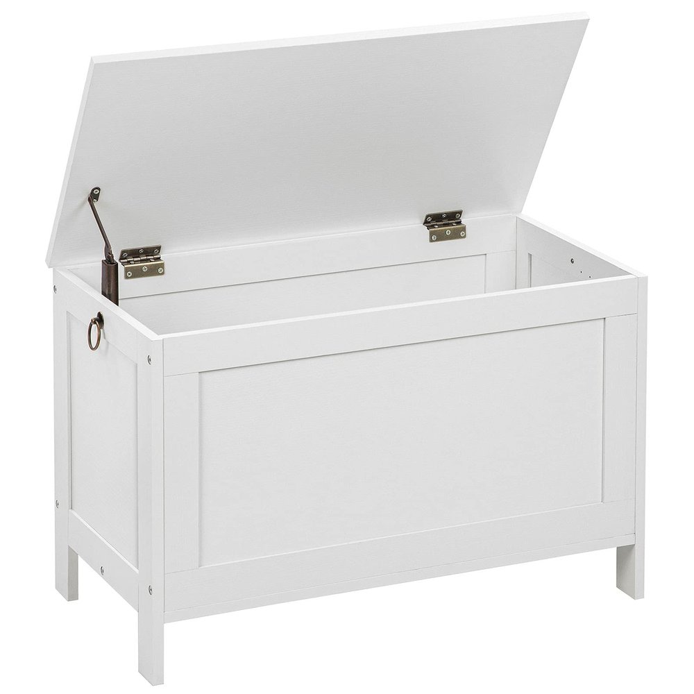 HOOBRO Toy Box, Retro Wooden Look Storage Chest with Safety Hinge, Entryway Storage Bench Supports 220 lb, 29.9 x 15.7 x 18.9 Inches Toy Chest Organizer, Easy Assembly (White) WT75CW01G1
