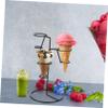 ABOOFAN Iron Ice Cream Cone Holder Stand with Base 3 Holes Sushi Hand Roll Stand Holder Cupcake Stand Baking Rack (Black) view 4