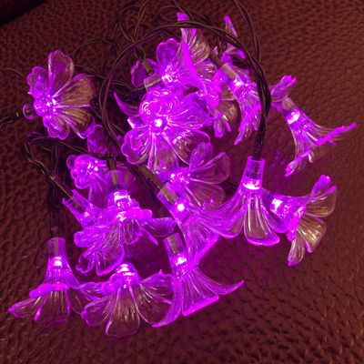 AMZSTAR Solar Morning Glory Fairy String Lights, 21ft/6.35m 30 LED Flower Lights Waterproof String Lights for Gardens Homes Wedding Christmas Party Holiday Decorations (Pink)