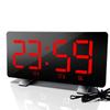 ThreeH Radio Digital Clock with USB Phone Charger 7.3'' LED Curved-Screen Display with Dimmer 2 Alarm Setting Radio Clock for Bedrooms Red view 1