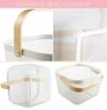 AJIODA 2 Pack Metal Mesh Steel Basket, Storage Organizer Basket Multi-function Hanging Kitchen Baskets Fruit Basket Bin with Wood Handle for Kitchen Bathroom Picnic Cabinet Home Decor, White view 4