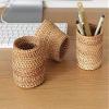 Electric Oven Home Rattan Basket Pen Holder Desktop Decoration Home Tea Set Retro Storage Basket -Square Bottom view 3