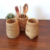 Electric Oven Home Rattan Basket Pen Holder Desktop Decoration Home Tea Set Retro Storage Basket -Square Bottom view 4