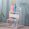 Umbrella Racks Commercial Iron Umbrella Stand Holder, Large Capacity Umbrella Basket Umbrella Tube with Hook and Drip Tray, Used for Hotel Office Entrance (Color : White, Size : 36X25X60cm) view 3