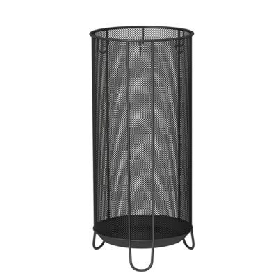Umbrella Racks Metal Hollow Umbrella Stand Holder, Freestanding Umbrella Basket for Hotel Office, Umbrella Storage Bucket with Hook and Drip Tray (Color : Black, Size : 26X60cm)
