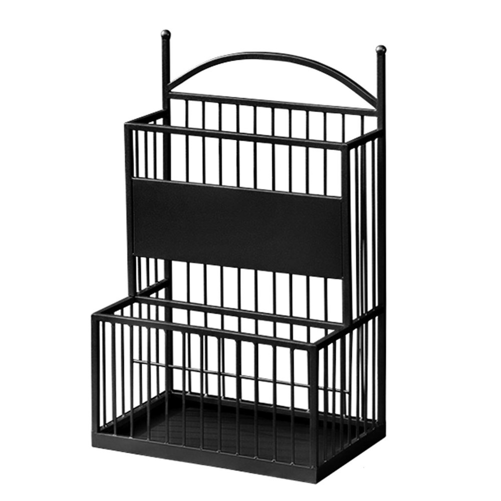 Umbrella Racks Black Indoor Umbrella Stand Holder, Double-Layer Large-Capacity Umbrella Basket for Home Hotel Office with Hook and Drip Tray (Size : 36X25X60cm)