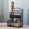 Umbrella Racks Black Indoor Umbrella Stand Holder, Double-Layer Large-Capacity Umbrella Basket for Home Hotel Office with Hook and Drip Tray (Size : 36X25X60cm) view 4