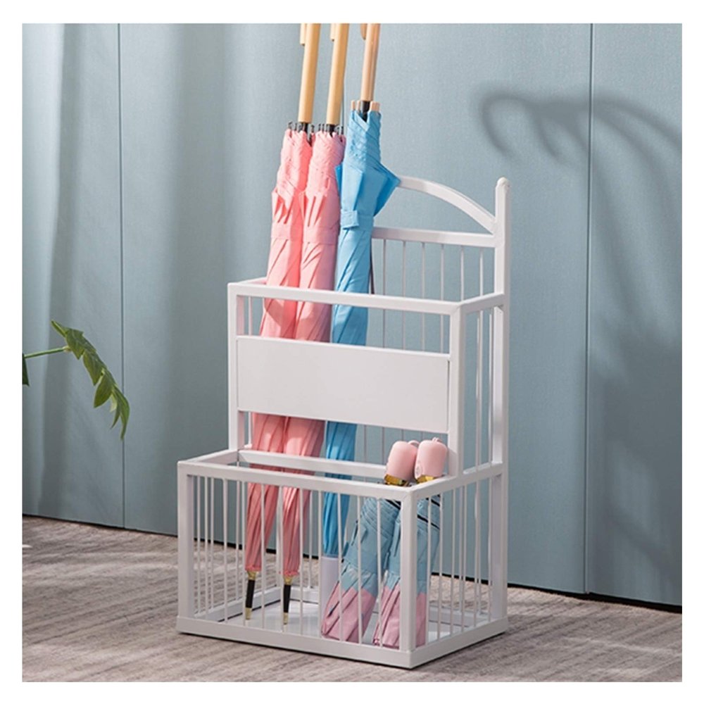 Umbrella Racks White Metal Umbrella Stand Holder, Space-Saving Home Hotel Office Entrance Large-Capacity Iron Umbrella Basket (Size : 36X25X60cm)