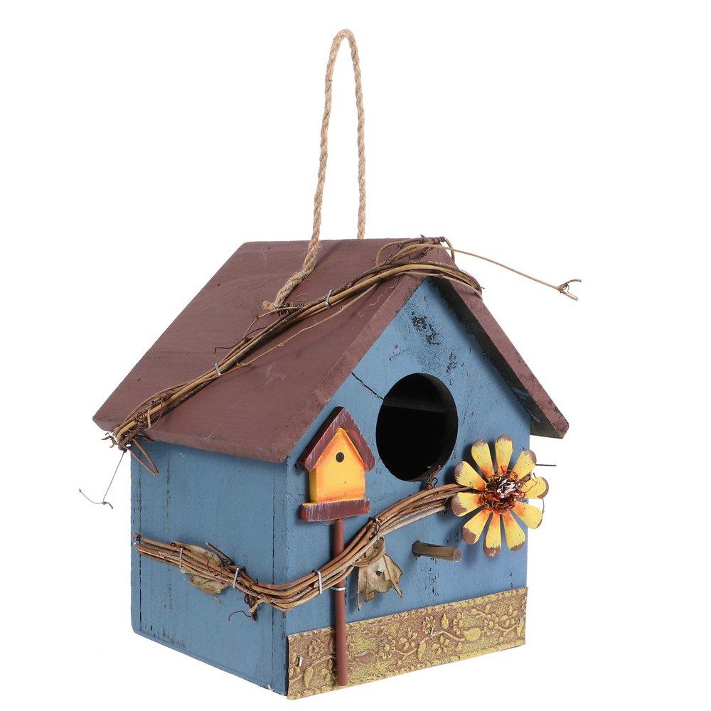 balacoo Wooden Parrot House Feeder Rustic Outdoor Birdhouse Decoration for Garden Balcony for Bird and Nature Enthusiasts