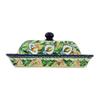 Polmedia Polish Pottery Butter Dish UNIKAT - Canna Lily Elegance Pattern Handmade in Boleslawiec Poland by Ceramika Artystyczna + Certificate of Authenticity view 2