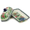 Polmedia Polish Pottery Butter Dish UNIKAT - Canna Lily Elegance Pattern Handmade in Boleslawiec Poland by Ceramika Artystyczna + Certificate of Authenticity view 3