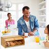 Anncus Promotion! Natural Wooden Bread Box Bamboo Roll Top Bread Box Kitchen Food Storage Bin, Countertop Bread Keeper - (Color: natural wood color) view 3
