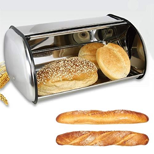 Anncus Big deal 1Pc Large Stainless Steel Bread Box Storage Bin Keeper Food Kitchen Container Bread Holder - (Size: M, Color: Silver)