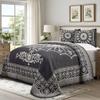 Superior Oversized Premium Bedspread Set Bohemian Style Jacquard-Weave Textured Medallion, Cotton-Polyester Blend with Matching Pillow Shams, Soft and Lightweight Bedspread (Charcoal, King) view 1