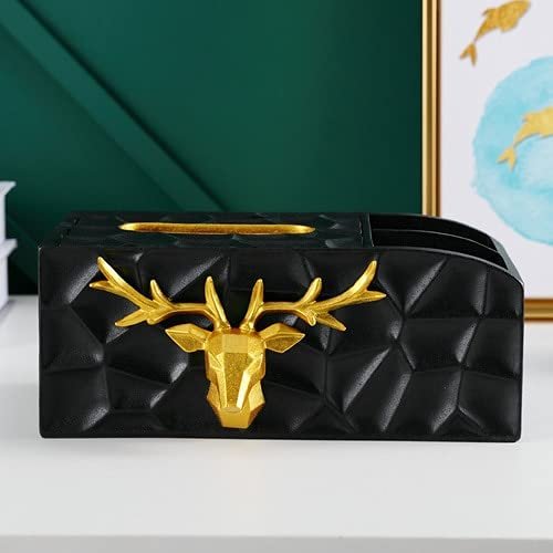 Anncus Multi-Function Tissue Box Remote Control Storage Box Household Creative Elk Tea Table Paper Extraction Box Storage Organizer - (Color: Black)