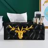 Anncus Multi-Function Tissue Box Remote Control Storage Box Household Creative Elk Tea Table Paper Extraction Box Storage Organizer - (Color: Black) view 3