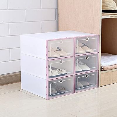 Anncus 3pcs Shoe Box Set Multicolor Foldable Storage Plastic Clear Home Organizer Shoe Rack Stack Display Storage Organizer Single Box - (Size: 31 20 12, Color: 3pcs)