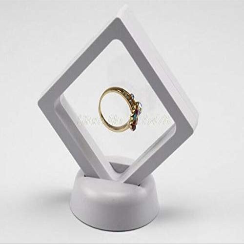 Anncus 200PCS Black white Suspended Floating Display Case Jewellery Coins Gems Artefacts Stand Holder Box - (Color: white)
