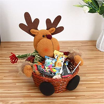 Anncus Merry Christmas Candy Storage Basket Decoration Santa Claus Snowman Decor Gifts - (Color: S Style)