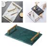Anncus Natural Rectangular Marble Tray with Gold Metal Handles for Kitchen Bathroom - (Color: White) view 4