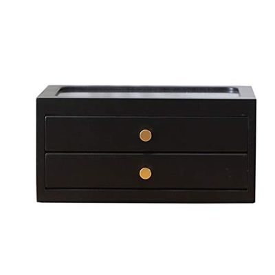 Anncus Home Storage & Organization Storage Boxes & Bins solid wood jewelry box organizer drawer type flannel jewelry storage box sale - (Color: Black)
