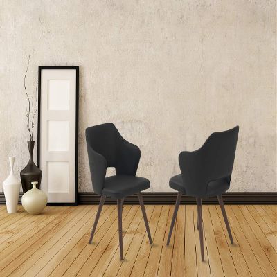 HomeLoft Basics Coffee Upholstered Arm Chair in Black (Set of 2)