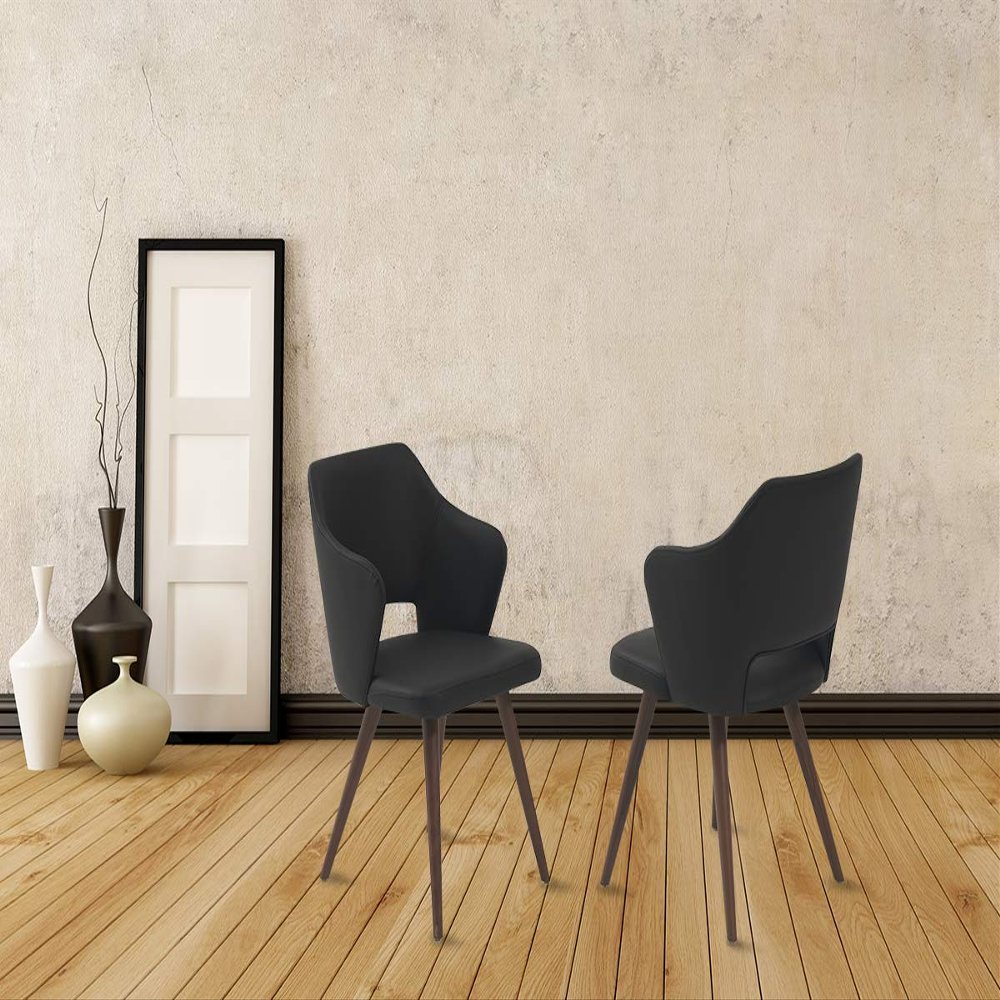 HomeLoft Basics Coffee Upholstered Arm Chair in Black (Set of 2)