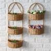 KJLY 2/3 Layer Storage Basket, Straw Woven Wall Hanging Basket, Bathroom Wall Storage Basket, Door Rear Shelf (Size : 2 Layers) view 2