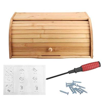 Anncus Storage Box Bamboo Bread Box Bins Double Layers Food Containers Big Drawer Kitchen Organizer Home Accessories - (Color: A)