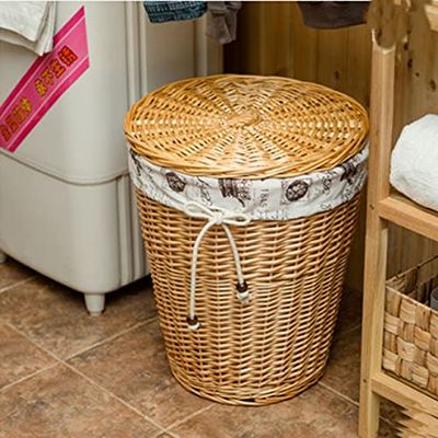 Anncus Pastoral Square large wicker storage baskets with lids decorative laundry basket boxes Clothing organizer panier de rangement - (Size: L, Color: colour 1)