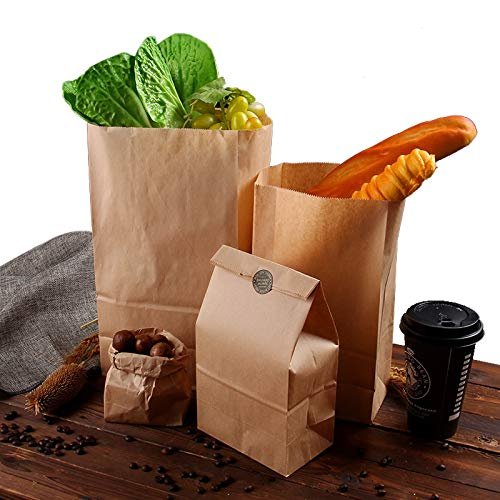 Anncus 100 Pieces Multi-function Kraft Paper Storage Bag Gift Bag Candy Biscuit Bread Nut Bag Breakfast Baking Bag Party Wedding Paper - (Color: 30x20x12.5cm)