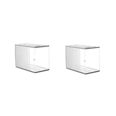 Anncus Plastic Storage Box Transparent Makeup Organizer Large Dust-proof Folding Combination Bags Stacking Box Home Storage Container - (Color: 2pcs)