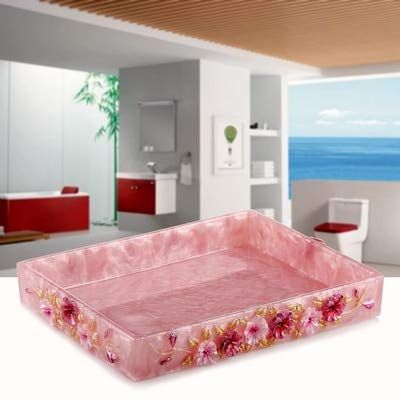 Anncus Creative Home Decoration European Style Bathroom Rectangular Tray Washbasin Multifunctional Makeup Plate - (Color: pearl red)