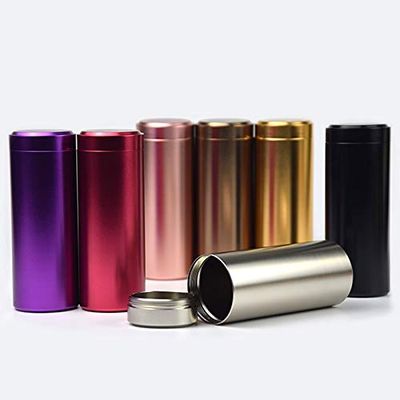 Anncus Dia45X118mm Round titanium alloy tea tin box food storage box 12pcs/lot - (Color: Purple)