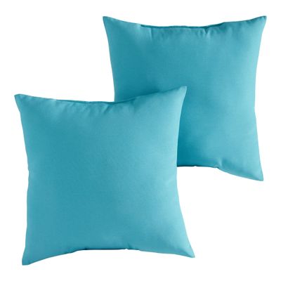 Greendale Home Fashions Outdoor 17-inch Square Decorative Throw Pillow, 2-Pack, Arctic
