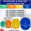 1, 2, 4 & 7 Cup Green, Orange, Yellow, Blue Replacement Lids/Covers for Pyrex, Anchor Hocking & KlareWare Storage Bowls *Lids Only Glass Container Not Included* (8 Pack *Two of Each Size*) view 2