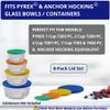 1, 2, 4 & 7 Cup Green, Orange, Yellow, Blue Replacement Lids/Covers for Pyrex, Anchor Hocking & KlareWare Storage Bowls *Lids Only Glass Container Not Included* (8 Pack *Two of Each Size*) view 4