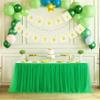 14ft Green Table Skirt Tulle Tutu Table Clothes for Birthday Boy Girl Baby Shower Gender Neutral Graduation, Hawaiian Jungle Luau Themed Party, Animal Safari Theme Party Decorations