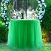 14ft Green Table Skirt Tulle Tutu Table Clothes for Birthday Boy Girl Baby Shower Gender Neutral Graduation, Hawaiian Jungle Luau Themed Party, Animal Safari Theme Party Decorations view 3