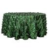120 in Green Taffeta Round Tablecloth with Leaf Petals Design view 2