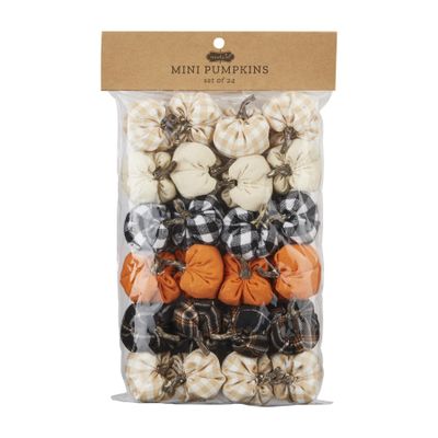 Mud Pie Fall Mini Set of 24 Pumpkins, Multi, 2.5" x 2" Dia, Canvas and Cotton