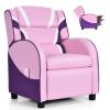 Costzon Kids Recliner, Gaming Recliner Chair w/Footrest, Headrest, Lumbar Support & Side Pockets, Ergonomic Leather Lounge Chair for Living & Gaming Room, Adjustable Recliner Sofa for Boys Girls, Pink view 1