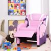 Costzon Kids Recliner, Gaming Recliner Chair w/Footrest, Headrest, Lumbar Support & Side Pockets, Ergonomic Leather Lounge Chair for Living & Gaming Room, Adjustable Recliner Sofa for Boys Girls, Pink view 2