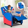 Costzon Kids Recliner, Gaming Recliner Chair w/Footrest, Headrest, Lumbar Support & Side Pockets, Ergonomic Leather Lounge Chair for Living & Gaming Room, Adjustable Recliner Sofa for Boys Girls, Blue view 2